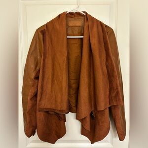Blank NYC Tan faux Suede Collarless Jacket